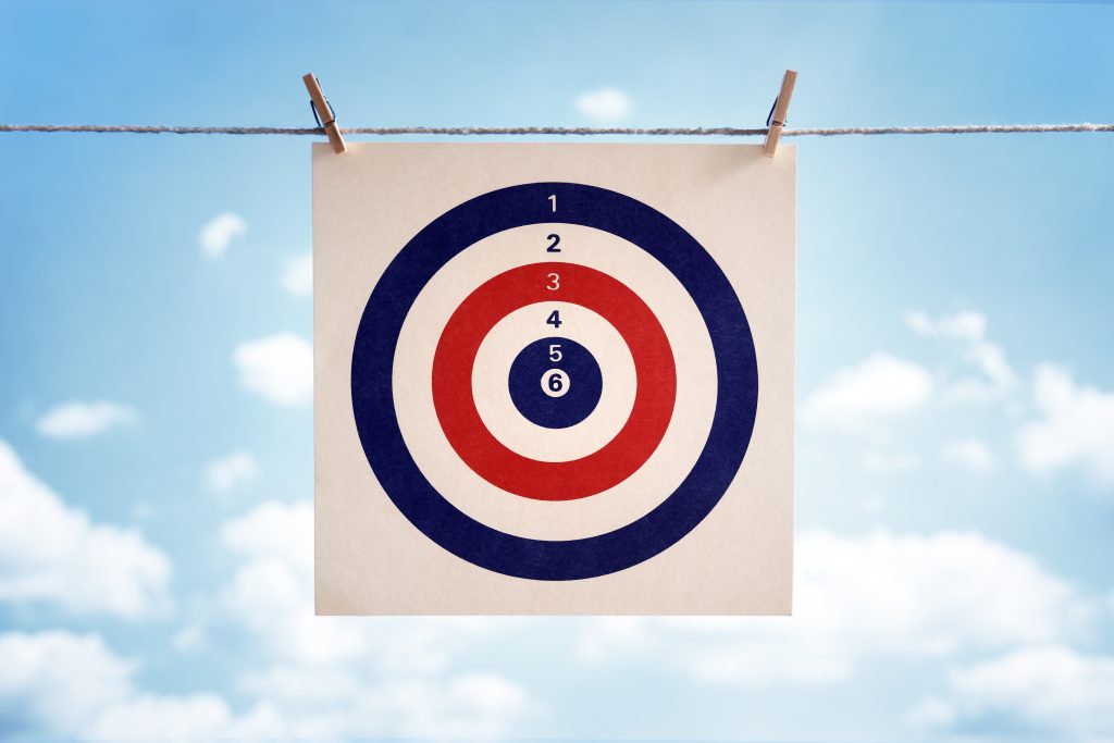 A target icon hangs from a clothes line