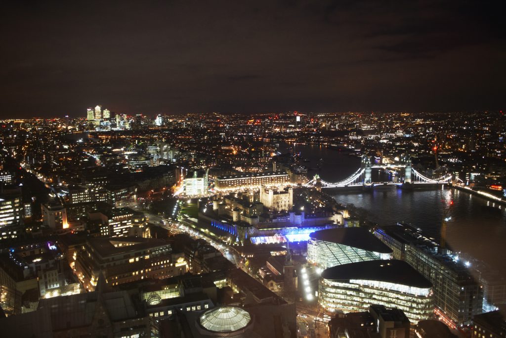 London lights at night