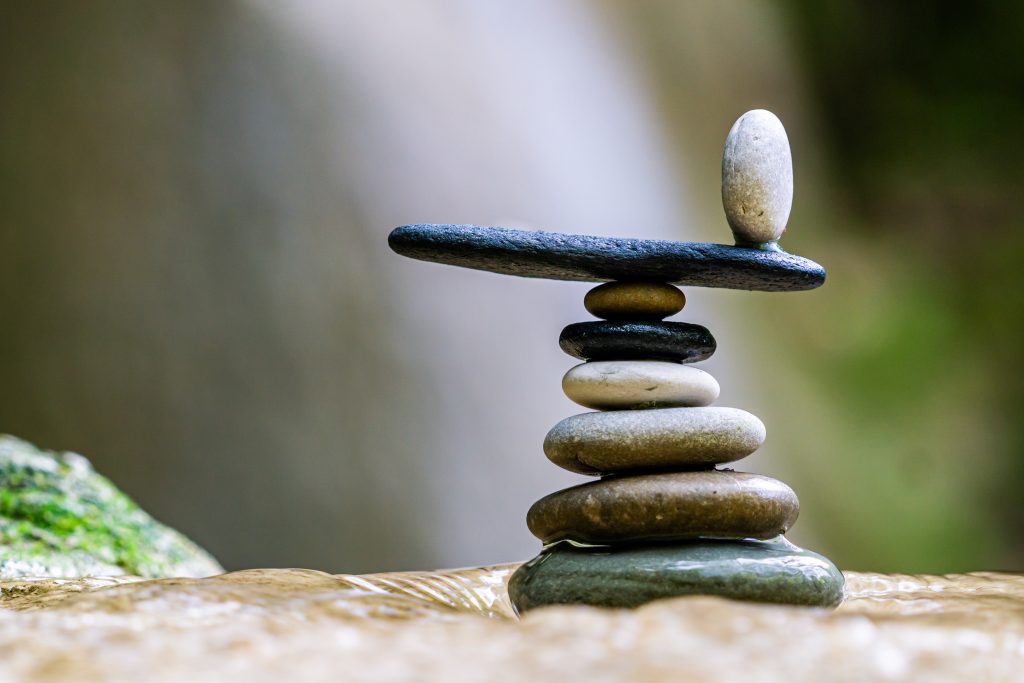 Stacked pebbles balancing 